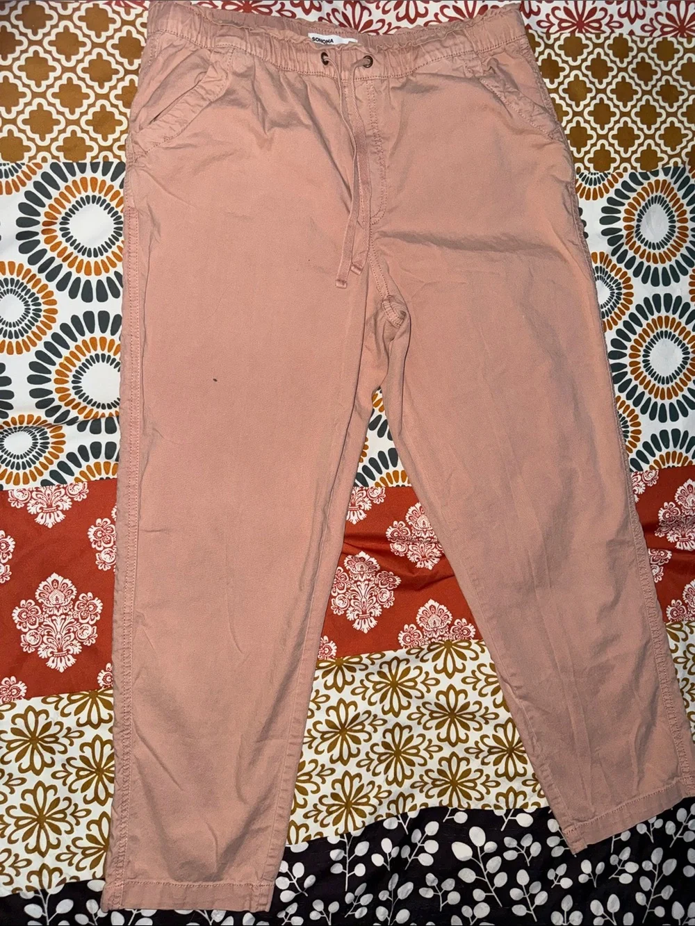 Sonoma Men's Dusty Pink Elastic-Waist Chinos